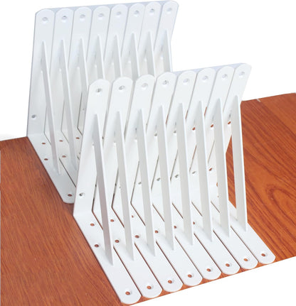 16 Pack L8 x H 6" White Heavy Duty Shelf Brackets with Screws Metal Shelf Brackets Shelf Support Angle Brackets for Shelves L Brackets Heavy Duty Floating Shelf