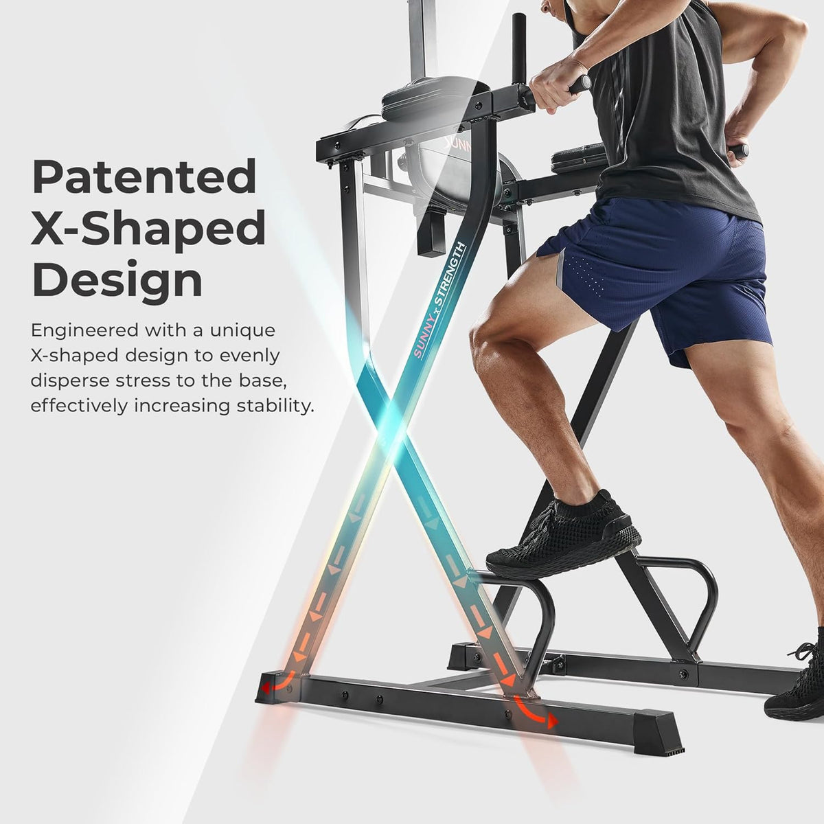 Sunny Health & Fitness Power Tower, Dip Bar, Push-Up & Pull Up Assisting Parallette Station w Optional Rock Climbing Grip Trainer