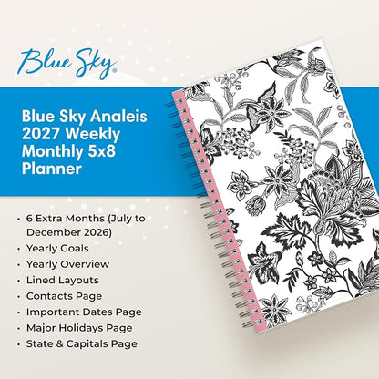 Blue Sky 2027 Weekly & Monthly Planner Calendar, 5"x8", Analeis