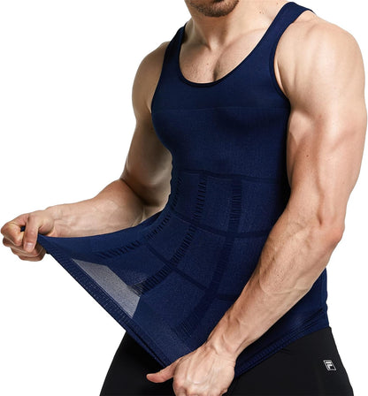 GKVK Mens Slimming Body Shaper Vest Shirt Abs Abdomen Slim