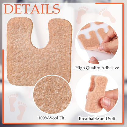 Boao 60 Pcs Callus Pads 1/4" Thick U Shaped Metatarsal Corn Pads Felt Callus Cushions Adhesive Corn Protectors for Men Women Feet Toes Pain Relief Blister Prevention