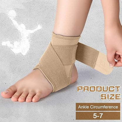 Honoson 2 Pcs Ankle Brace Kid Ankle Support Youth Neoprene Lace up Compression Sleeve Foot Brace Stabilizer with Adjustable Strap for Sport Sprained Plantar Fasciitis Achilles Tendonitis(Skin,S)