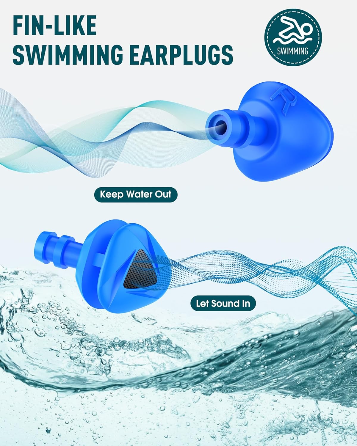 Hearprotek [2 Pairs] Swimmer Ear Plugs,Custom-fit Water Protection Adult Swimming earplugs for Swimmers Pool Shower Bathing and Other Water Sports