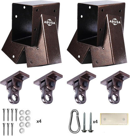 Heavy Duty Swing Sets Brackets Including 2 A-Frame Swing Set Brackets and 4 Swing Hangers for Playground Equipment Mounting Parts Hardware Included (Bronze)