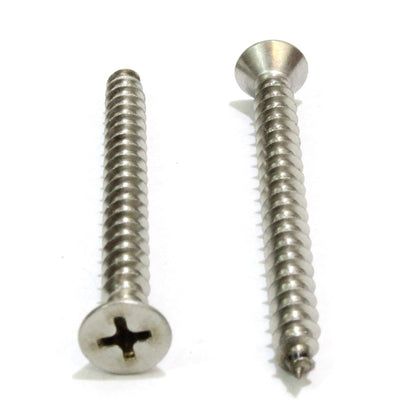 Bolt Dropper #8 X 1-1/2'' Stainless Steel Flat Head Phillips Wood Screw, (100 pc), 18-8 (304) Stainless Steel Sheet Metal Screws - Type A Point, Plain Finish
