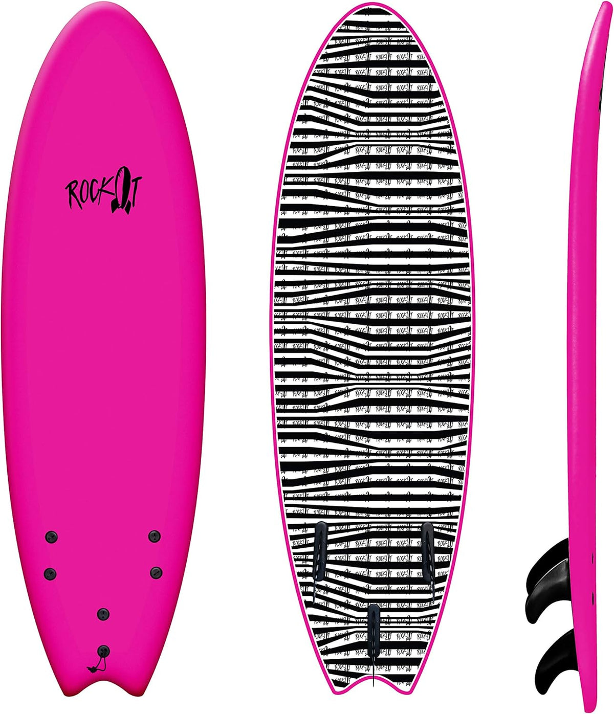 Rock-It 6' Albert Performance Fish Soft Top Surfboard Surf Board, Foam Surfboard, Kids Surfboard, Adult Surfboard, Tabla De Surf, Beginner Surfboard
