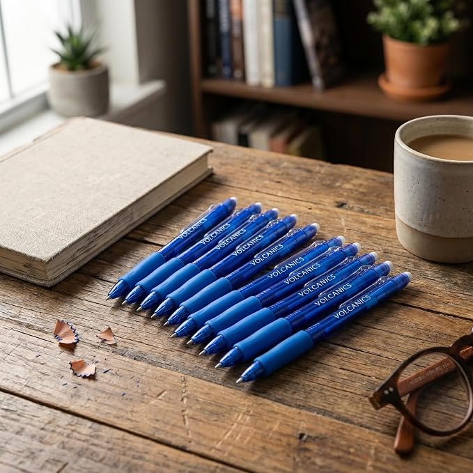 Volcanics Retractable Clicker Erasable Gel Pens, Blue Ink, 0.7mm, 72 Pack