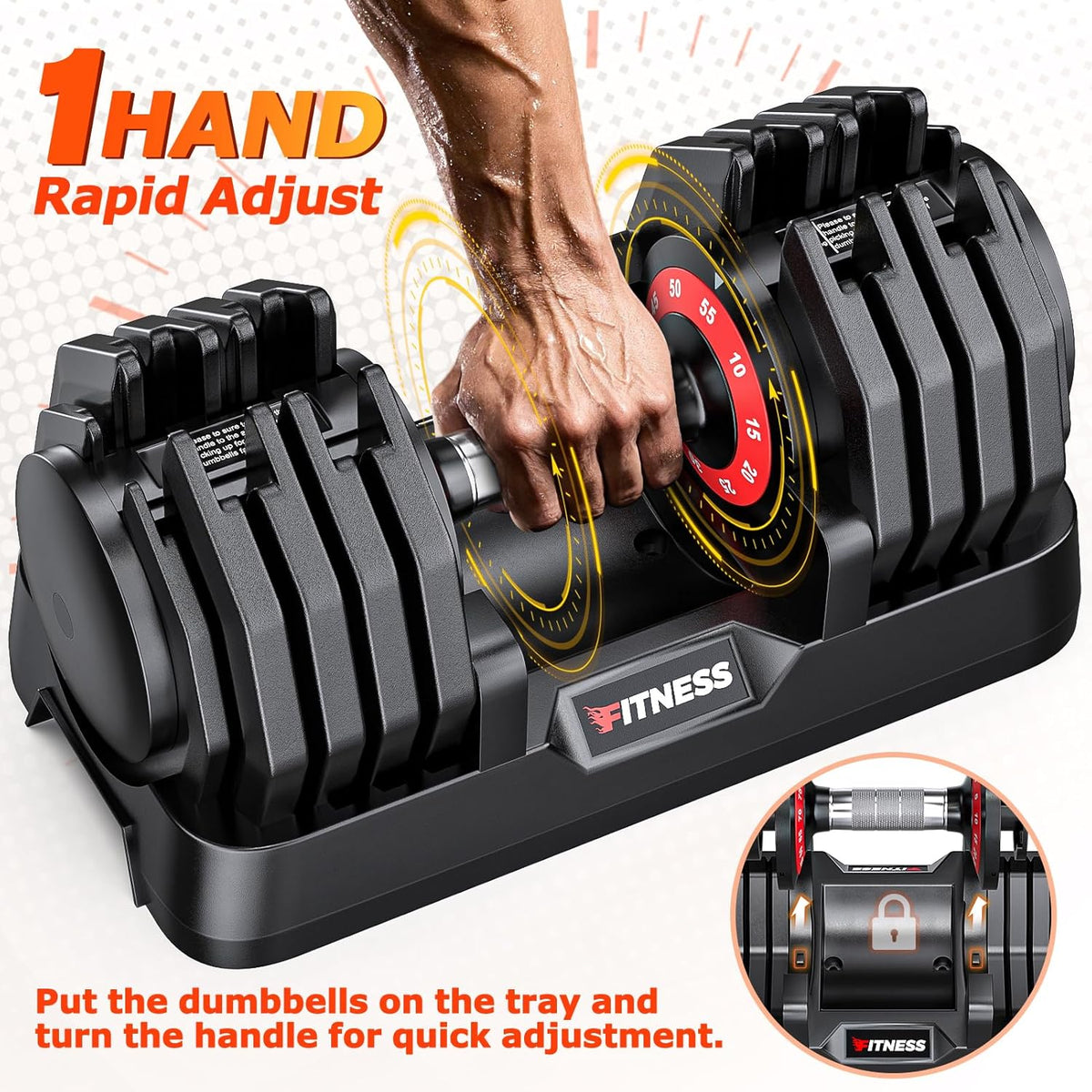 Adjustable Dumbbells Set of 2, 1 Hand Adjustable Weights Dumbbells Set, 5 in 1/10 in 1 Free Dumbbell with Anti-Slip Texture Handle, 25/55/80lb Pair Weight Set For Home Gym Suit both Men and Women