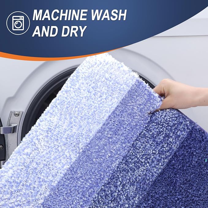 OLANLY Large Bathroom Rugs Mat 54x24, Extra Soft Absorbent Microfiber Bath Rugs, Rubber Backing, Quick Dry, Machine Washable Bath Mats for Bathroom, Tub and Shower, Home Decor Accessories, Blue-Violet