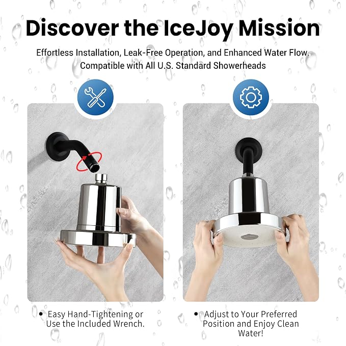 IceJoy Filtered Shower Head - Scientifically Evaluated, High-Efficiency Shower Head with Filters for Enhanced Hair & Skin Health, Minimize Hair Loss, Preserve Color-Treated Hair(Matt Black)