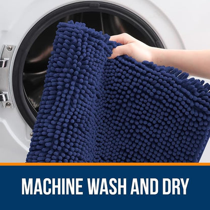 OLANLY Bathroom Rugs 34x21, Extra Soft Absorbent Chenille Bath Rugs, Rubber Backing Quick Dry, Machine Washable Bath Mats for Bathroom Floor, Tub and Shower, Home Decor Accessories, Twilight Sapphire