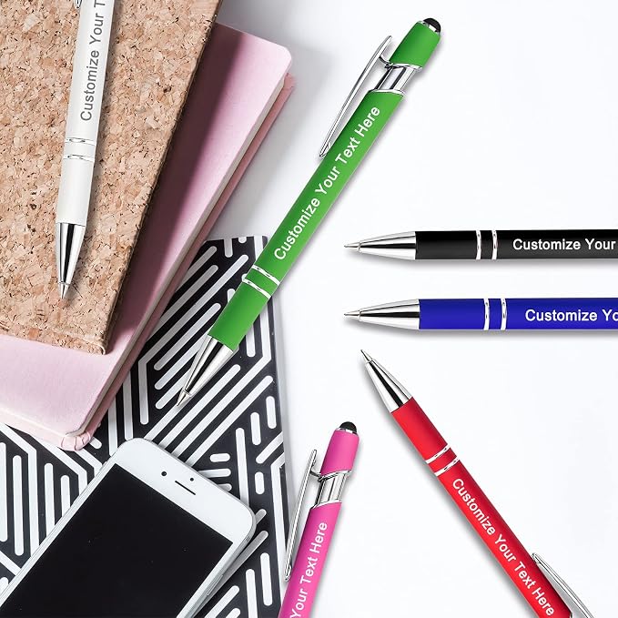 Qingxily Custom Pens Bulk - Up to 300 Personalized Stylus Ballpoint Pens With Free Engraving - Customized With Your Name, Text, Message for Business, Graduation, Anniversaries - Colorful 300 Pcs