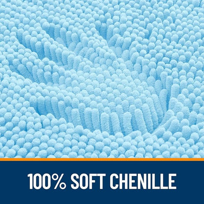 OLANLY Large Bathroom Rugs 59x35, Extra Soft Absorbent Chenille Bath Rugs, Rubber Backing Quick Dry, Machine Washable Bath Mats for Bathroom Floor, Tub and Shower, Home Decor Accessories, Sky Blue