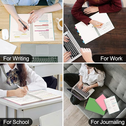 AHGXG Spiral Notebook College Ruled - Spiral Journal Perforated Notebook A4 8.5" x 11", 300 Pages Easy Tear Perforated Pages, 100GSM Thick Paper, Plastic Hardcover, for Writing Work School, Green