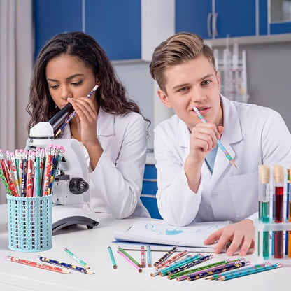 Nezyo 48 Pcs Science Pencils Bulk Science Party Favors Chemistry Pencils with Eraser Motivational Back to School Gifts for Students Fun Scientist Birthday Lab Gifts Cute Reward Teacher Supplies Decor