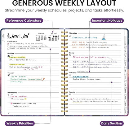 Academic Planner 2026-2027, Jul 2026-Jun 2027 Monthly & Weekly Planner