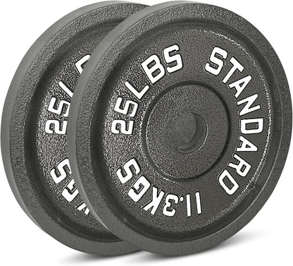 Cast Iron Olympic Weight Plates – Free Weights with 2-inch Hole & Anti-Rust Hammertone Finish - Ideal for Strength Training, Crossfit Equipment & Home Gym Set – Sold in Pairs - 2.5LB–45LB