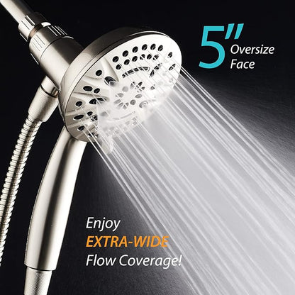 AquaDance New Magnetic Guidance Docking System - High-Pressure 8-setting Handheld Shower Head with Giant 5 inch Face, Magnetic Bracket, Extra-long 72 inch Stainless Steel Hose/All Nickel Finish