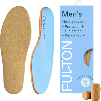 Fulton Men's Shock Absorbing Insoles with High Impact Arch Support - Custom Molding Cork Inserts Alleviate Plantar Fasciitis & Foot Fatigue- Athletic Running Insoles for Men (Men's Size 9.5-10)