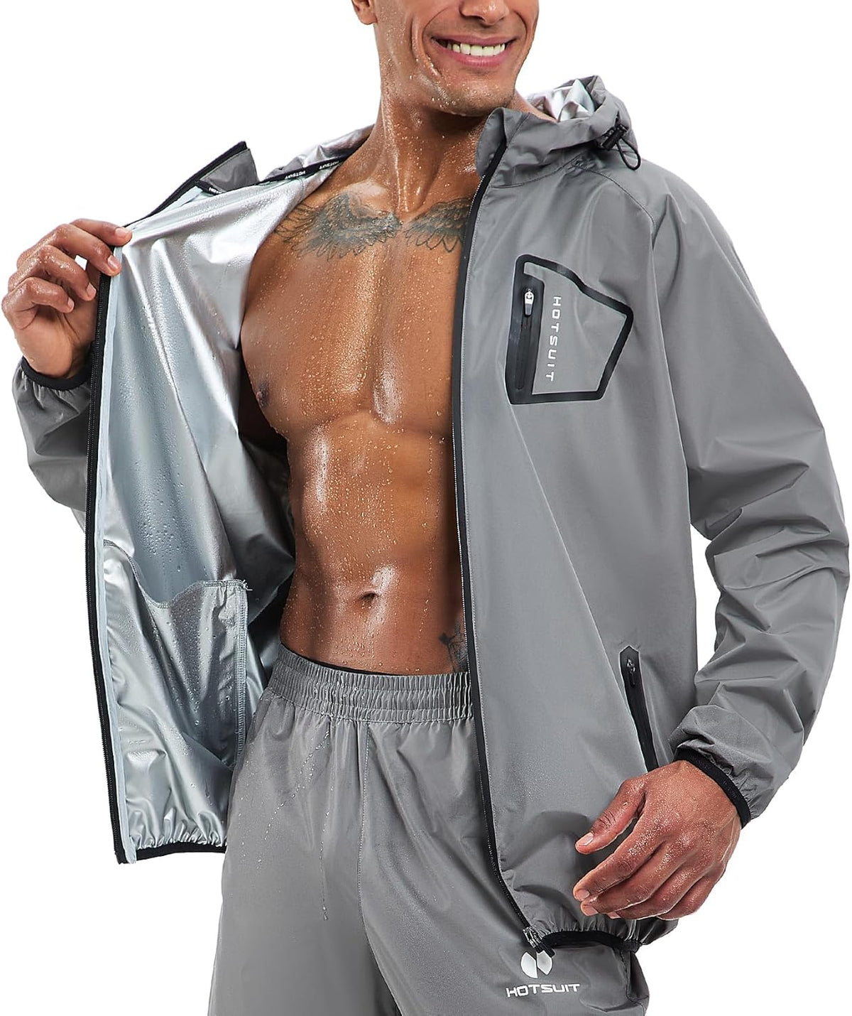 HOTSUIT Sauna Suit Men Anti Rip Boxing Sweat Suits Exercise Workout Jacket