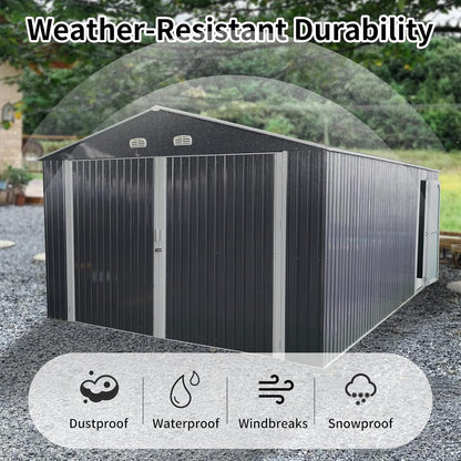 KUIKUI Shed 20x13 FT, Metal Shed Without Floor, Outdoor Storage Shed with Lock for Car, Truck, Lawnmower