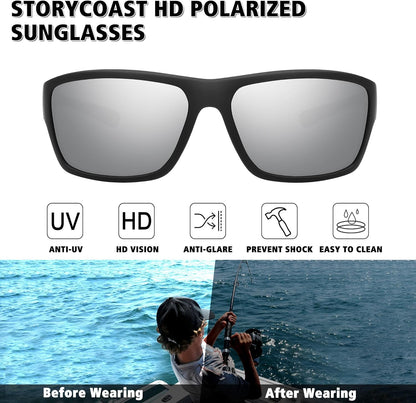 STORYCOAST Polarized Sports Sunglasses for Men Women Unbreakable Frame Cycling Fishing Driving