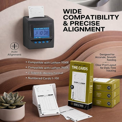 1000 Time Cards Compatible with Lathem 7000E and 7500E Time Clocks