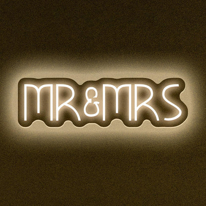 Mr&Mrs Neon Sign for Wedding Neon Light LED Backdrop Wall Decor USB Power Switch with Dimmable Mr and Mrs Sign Wedding Reception Decoration Gift for Anniversary Engagement Banquet (Warm White)