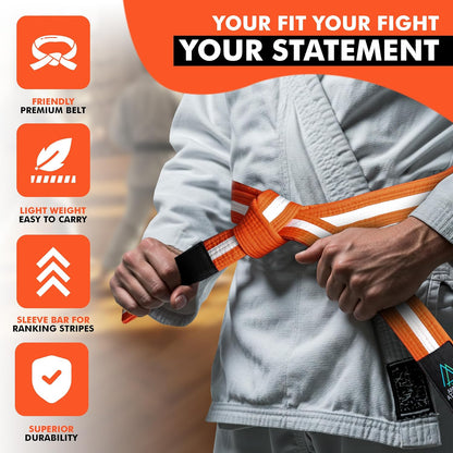Brazilian Jiu Jitsu Belts Preshurunk Martial Arts Youth BJJ Belts for Girls & Boys with BJJ Ranking Stripes