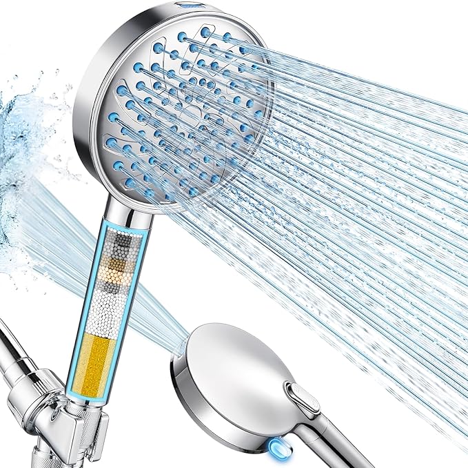 Cobbe Filtered Shower Head with Handheld, High Pressure 7-mode Showerhead with Filters for Hard Water - Remove Chlorine - Reduces Dry Itchy Skin, Patented Paddle Shift Design, Chrome