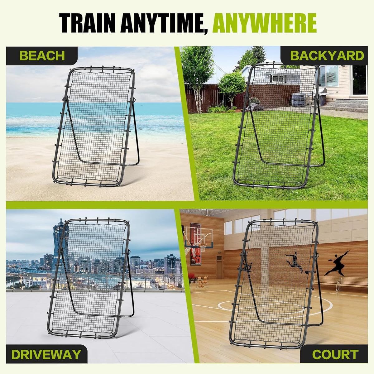 Volleyball Rebounder Net 7x4 Ft, 5-Angle Adjustable Rebounder Net for Practicing Digging, Setting, Spiking, Bounce Back Training Equipment with 2 Target Stripes & Portable Travel Bag for Storage