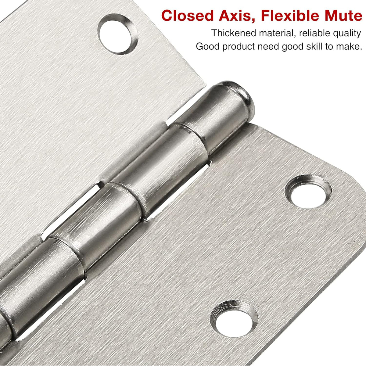 30 Pack Rounded Satin Door Hinges Brushed Nickel 3.5 Inch Interior 3 1/2 Inch 5/8" Radius Corners Iron Bifold Silver Residential Bed Room Hinge for Doors Hardware Controls House Decor Accessories