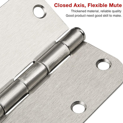 30 Pack Rounded Satin Door Hinges Brushed Nickel 3.5 Inch Interior 3 1/2 Inch 5/8" Radius Corners Iron Bifold Silver Residential Bed Room Hinge for Doors Hardware Controls House Decor Accessories