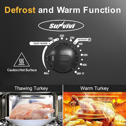 14 Quart Roaster Oven with Self-Basting Lid, with Removable Roasting Rack, Turkey Defrost & Warm Function, Adjustable Temperature, Stainless Steel, Black
