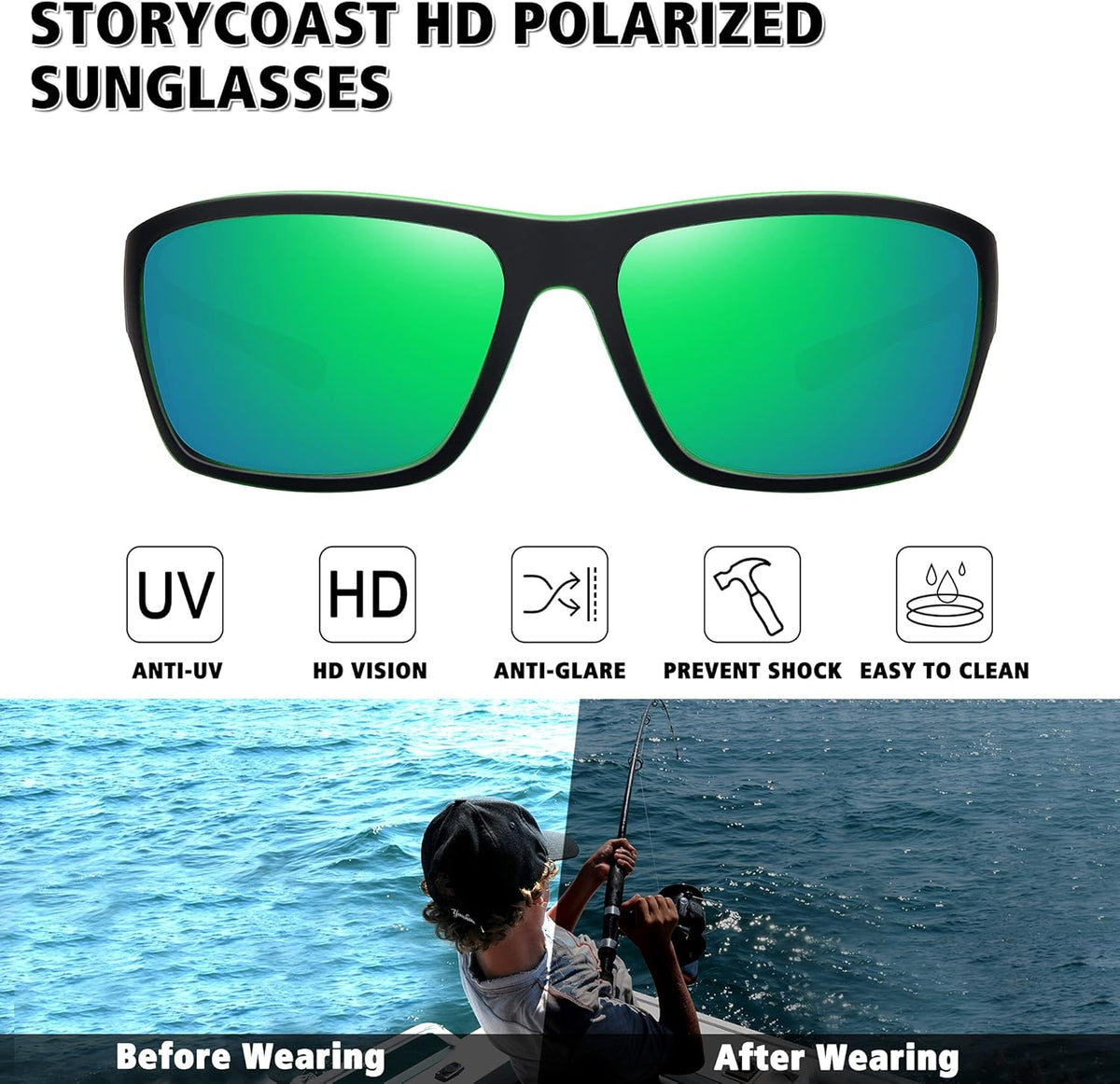 STORYCOAST Polarized Sports Sunglasses for Men Women Unbreakable Frame Cycling Fishing Driving