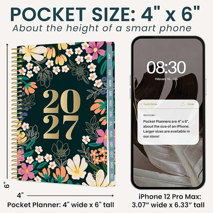 bloom daily planners 2027 Pocket Planner (January 2027 - December 2027) - 4” x 6” MINI Weekly Monthly Agenda Organizer & Calendar Year Book - Blooming Wildly