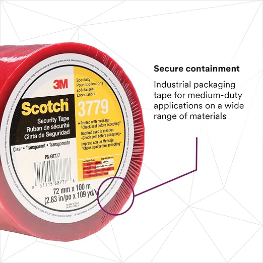 3M Scotch Security Message Box Sealing Tape 3779, 72 mm x 100 m, 1 Roll