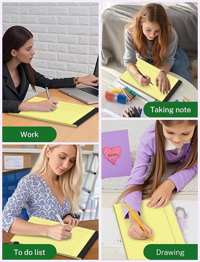 Zaviko Legal Pads 8.5 x 14, Wide Ruled Legal Pad, Yellow Paper 8.5 x 14