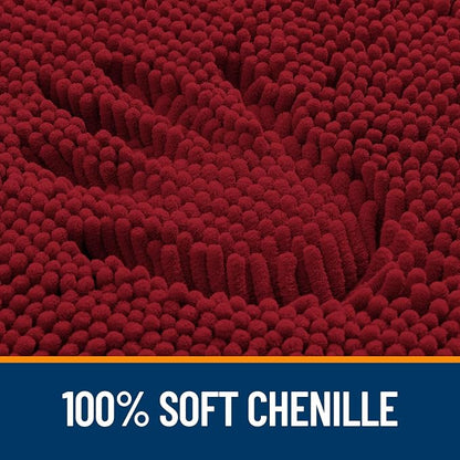 OLANLY Toilet Rugs U-Shaped 20x20, Extra Soft Absorbent Chenille Contour Bathroom Rugs for Toilet, Dry Quickly, Machine Washable, Non-Slip Bath Mat, Red