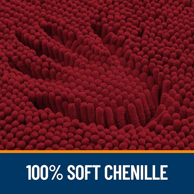 OLANLY Bathroom Rugs 30x18, Extra Soft Absorbent Chenille Bath Rugs, Rubber Backing Quick Dry, Machine Washable Bath Mats for Bathroom Floor, Tub and Shower, Home Decor Accessories, Red