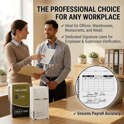 1000 Time Cards Compatible with Lathem 7000E and 7500E Time Clocks
