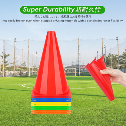 BiAnYC 7 Inch Plastic Sport Training Traffic Cones- Set of 10 Pcs/25 Pcs, 5 Colors(Orange/Yellow/Red/Blue/Green)
