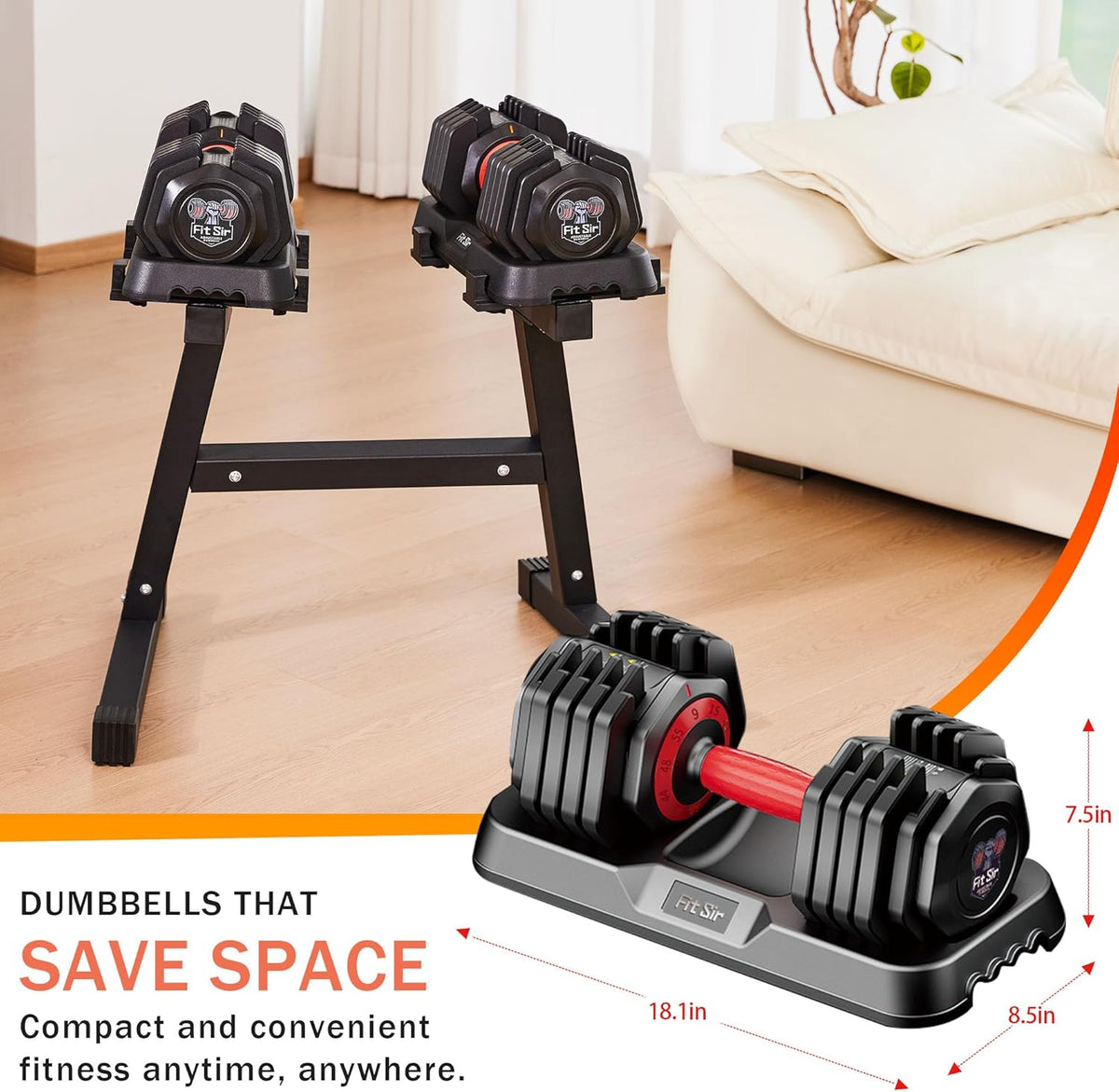 Adjustable Dumbbell Set 25/55/90LBS,10 in 1 Free Weights Dumbbell with Anti-Slip Texture Handle,1 Sec Speed Adjustment Men/Women Gym and Home Strength Training Equipment.