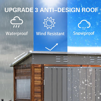 MyVoice 3x5 FT Wooden Outdoor Storage Shed with 4 Vents & 2 Adjustable Windows, DIY Cedar Tool Shed Kit, Garden Bike Firewood Storage, Waterproof Backyard Outdoor Shed for Patio, Lawn, Yard & Garage