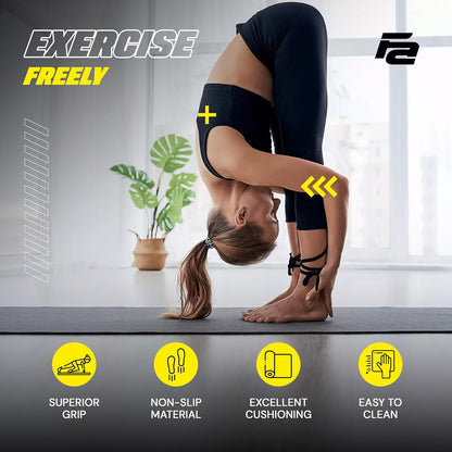 Fit Active Sports Large Exercise Mat 6' x 4' x 8mm Non-Slip Extra Wide Workout Mat for Home Gym, Cardio, Yoga, Floor Fitness, MMA, Plyo, and Jump Rope | Shoe Friendly Black