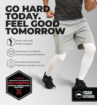 Tough Outdoors Leg Compression Sleeve - Leg Sleeves for Men & Women - Compression Calf Sleeves - Basketball Football Cycling