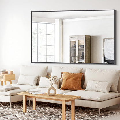 Bathroom Mirror,55x36 inch Large Wall Mirror for Bathroom Wall Mounted Black Rectangle Corner Mirrors,Black Bathroom Mirror for Living Room,Farmhouse,Bedroom Entryway,Horizontal/Vertical