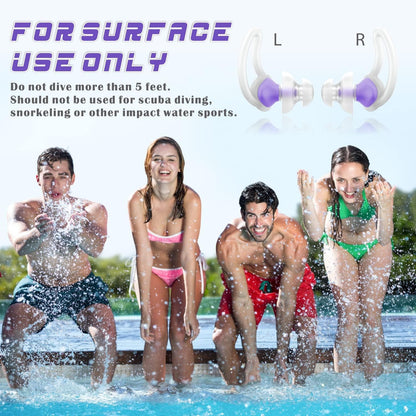 Hearprotek [2 Pairs] Swimmer Ear Plugs, Custom-fit Water Protection Adult Swimming earplugs for Swimmers Pool Shower Bathing and Other Water Sports (Purple)