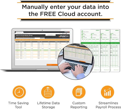 uPunch HN3500 Advanced Time Clock Bundle for Small Business: Complete Employee Time Tracking System with 100 Time Cards, 2 Racks, 2 Ribbons, and 6 Keys