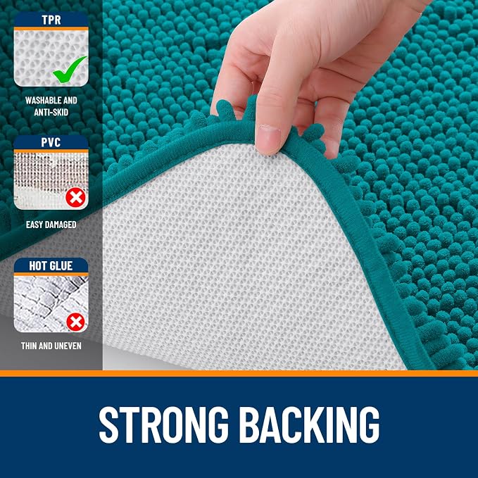 OLANLY Large Bathroom Rugs 47x32, Extra Soft Absorbent Chenille Bath Rugs, Rubber Backing Quick Dry, Machine Washable Bath Mats for Bathroom Floor, Tub and Shower, Home Decor Accessories, Deep Lake